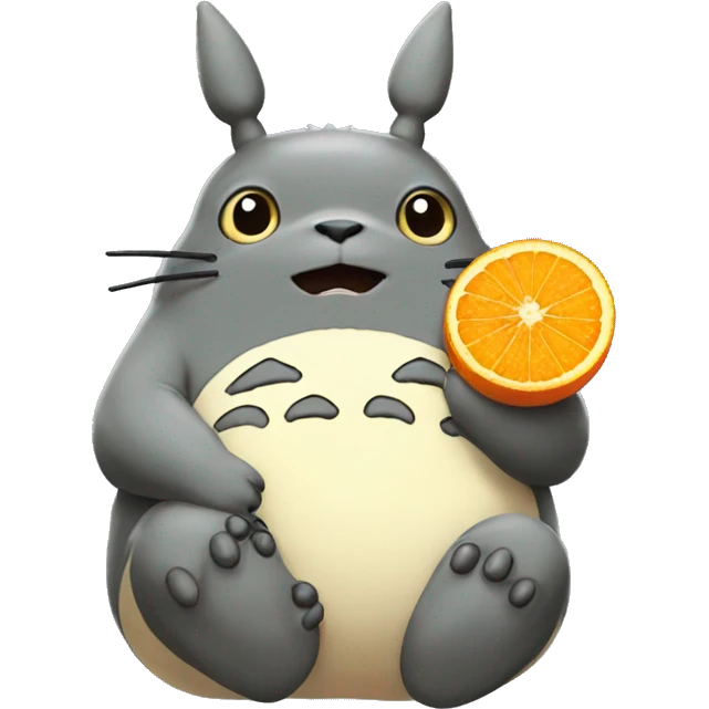 totoro eating orange emoji