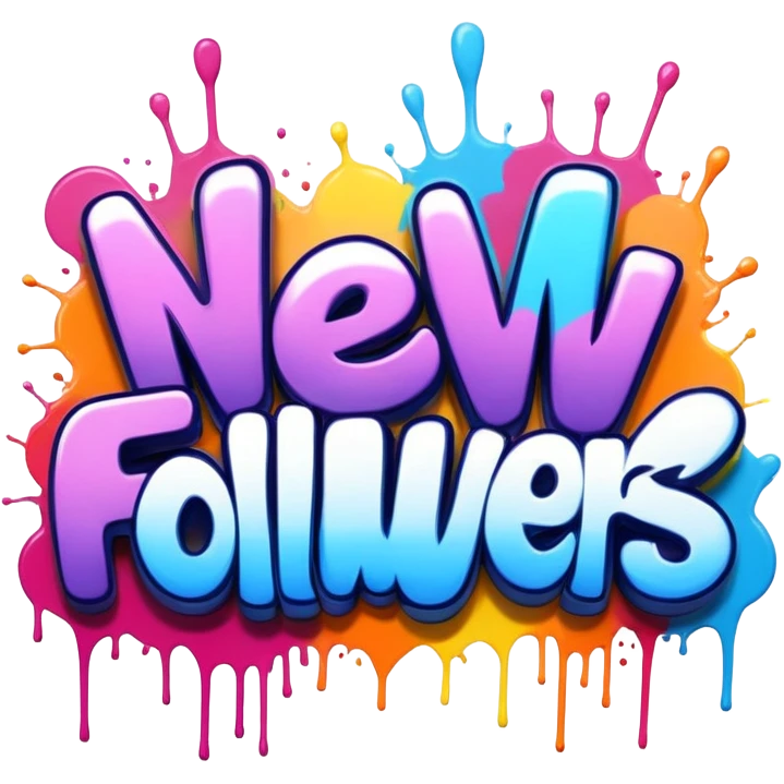 Graffiti the word New followers emoji
