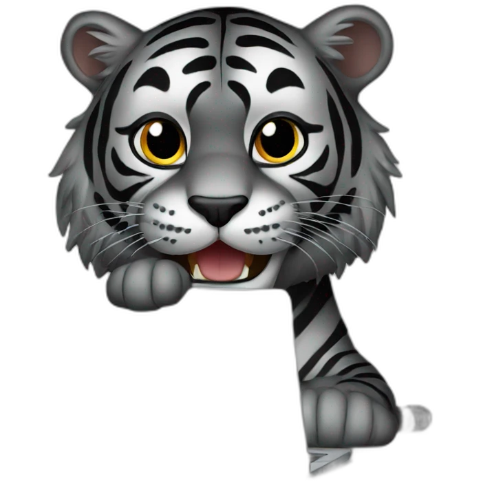 Black tiger with laptop  emoji