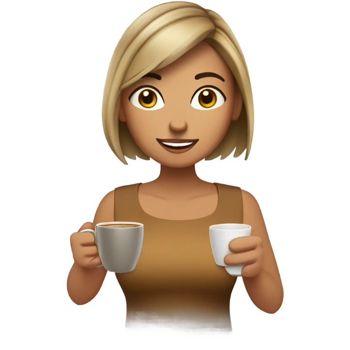 Chica blanca Pelo Café tomando café  emoji