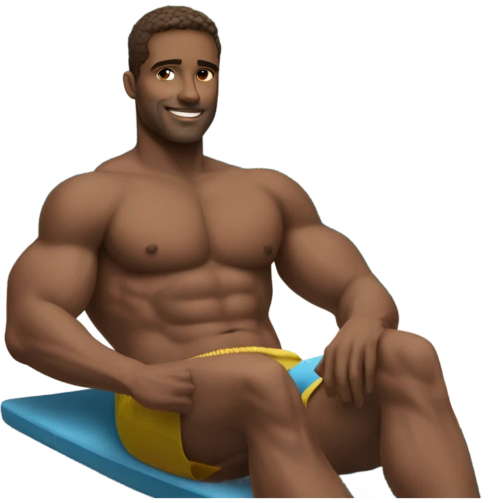 Fit guy sitting by the pool emoji