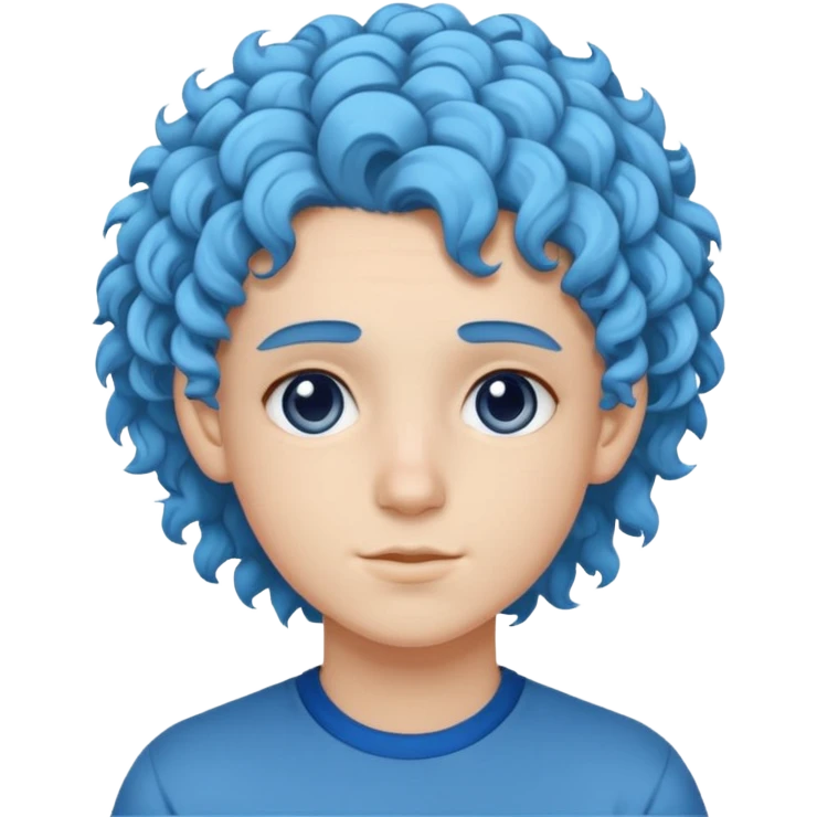 White 20 year old with curly blue hair emoji