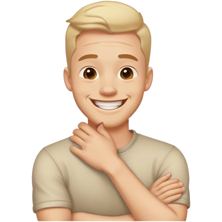 arms crossed holding neck laughing guy emoji