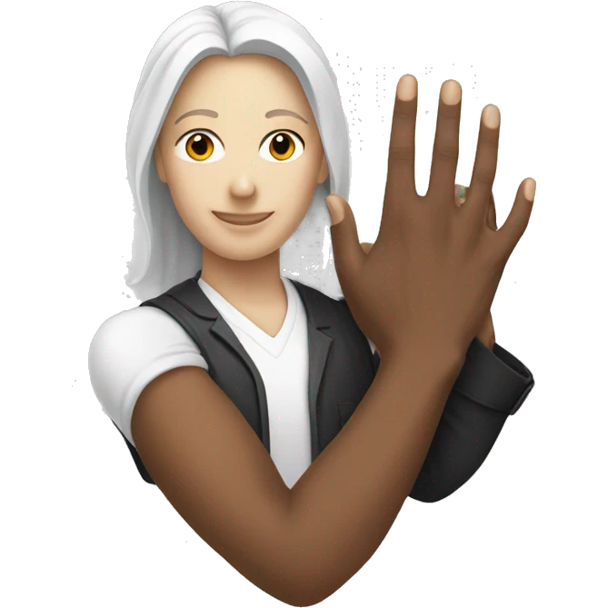 Black male and white women hand holding emoji