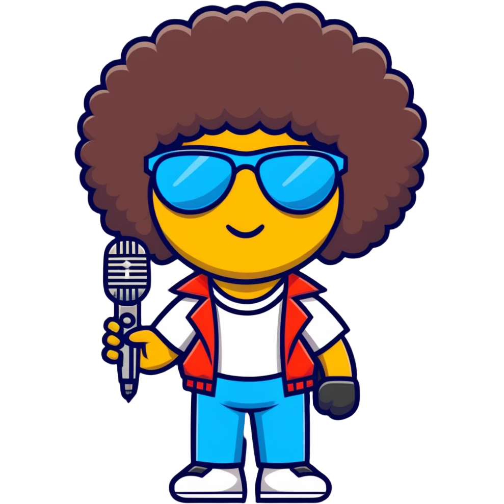 Mic with an afro and sun glasses emoji