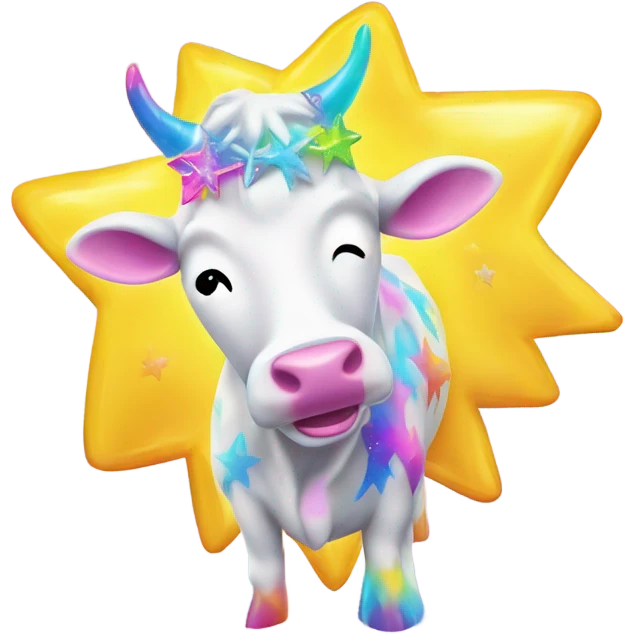 Lisa frank glitter sun star rainbow cow emoji