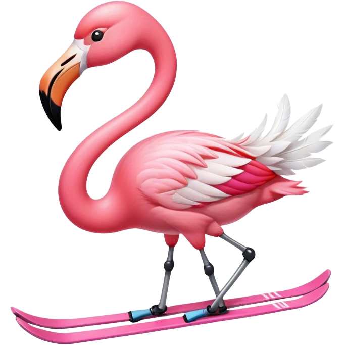 Skiing flamingo emoji