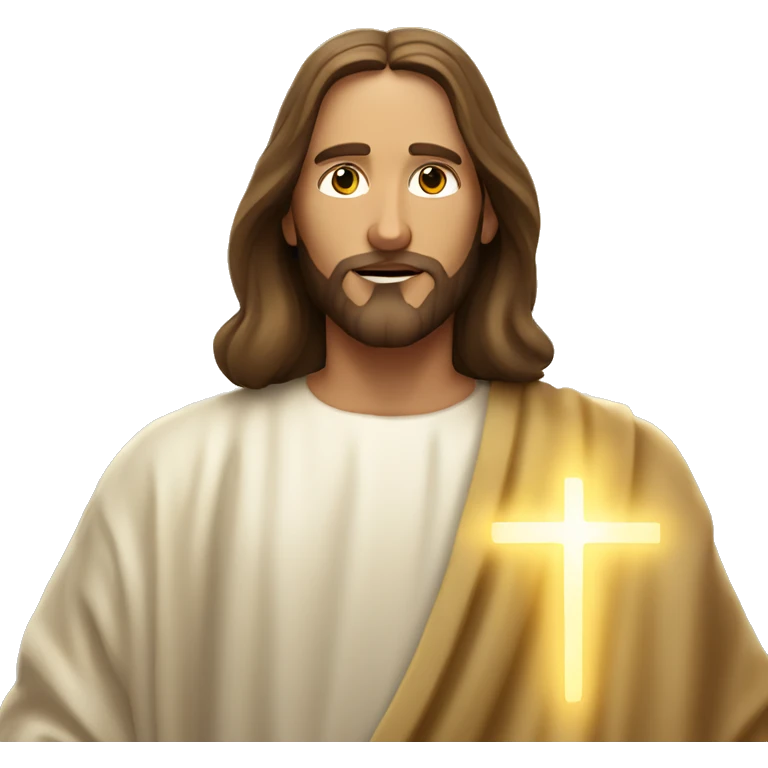 Jesus Christ wearing a robe with a gold light surrounding him  emoji