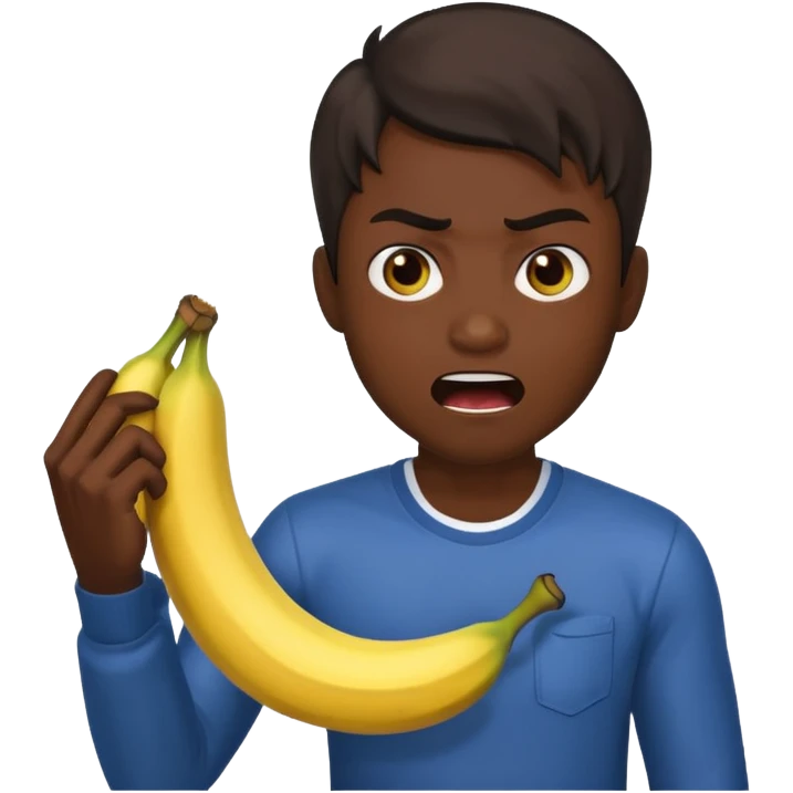 Dark skin guy holding banana with anime anger emoji emoji