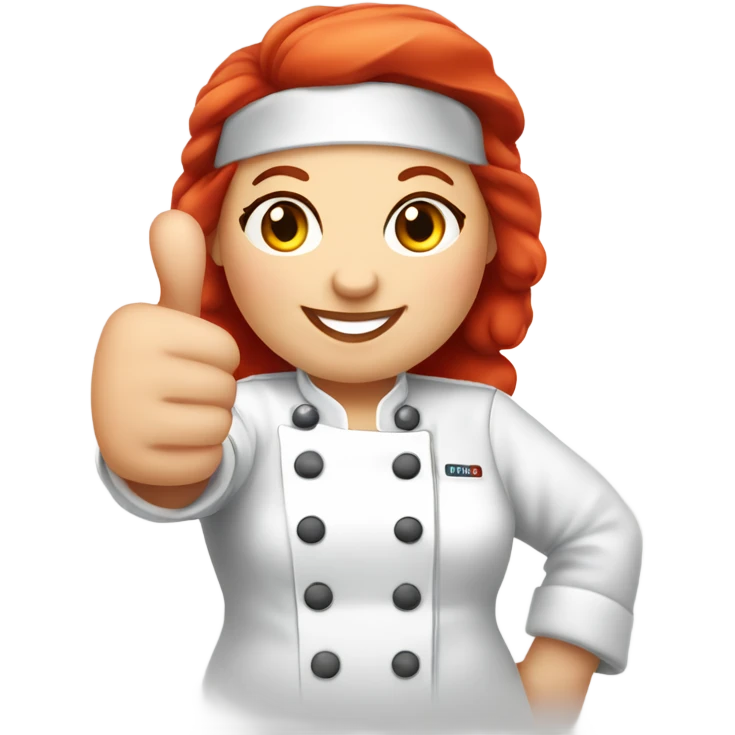  thumbs up chubby face red haired female chef emoji