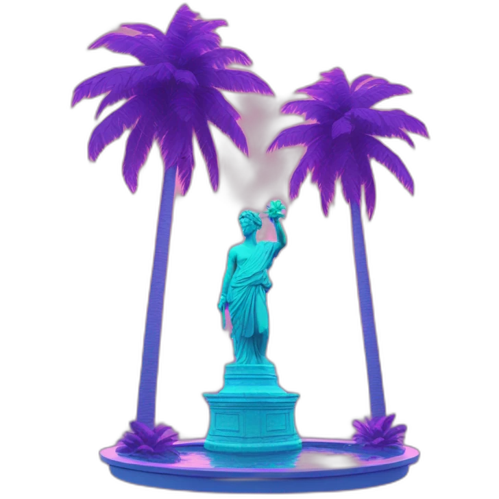 vaporwave palm tree and statue emoji