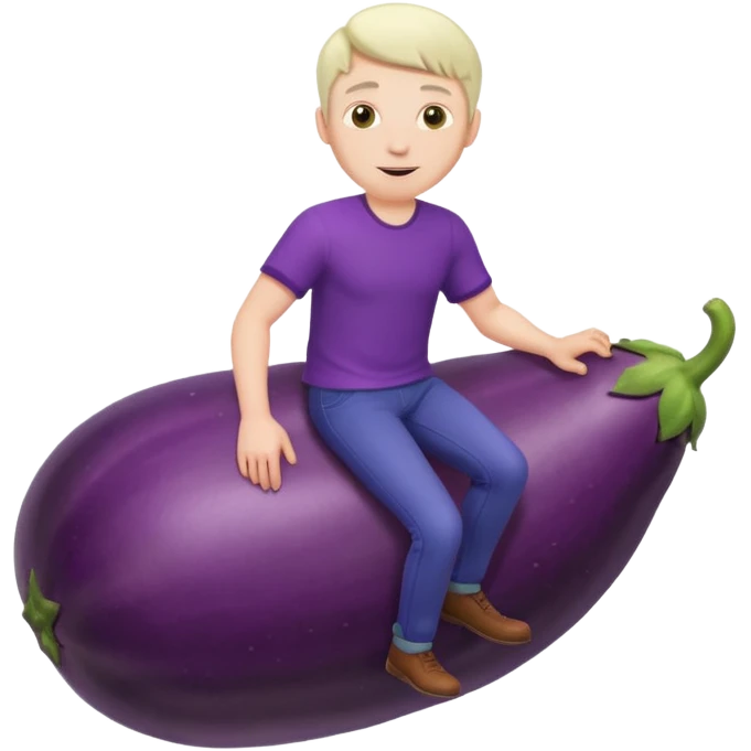 Guy riding eggplant emoji