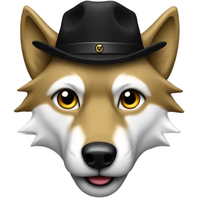 Wolf wearing a black hat with a golden W on it  emoji