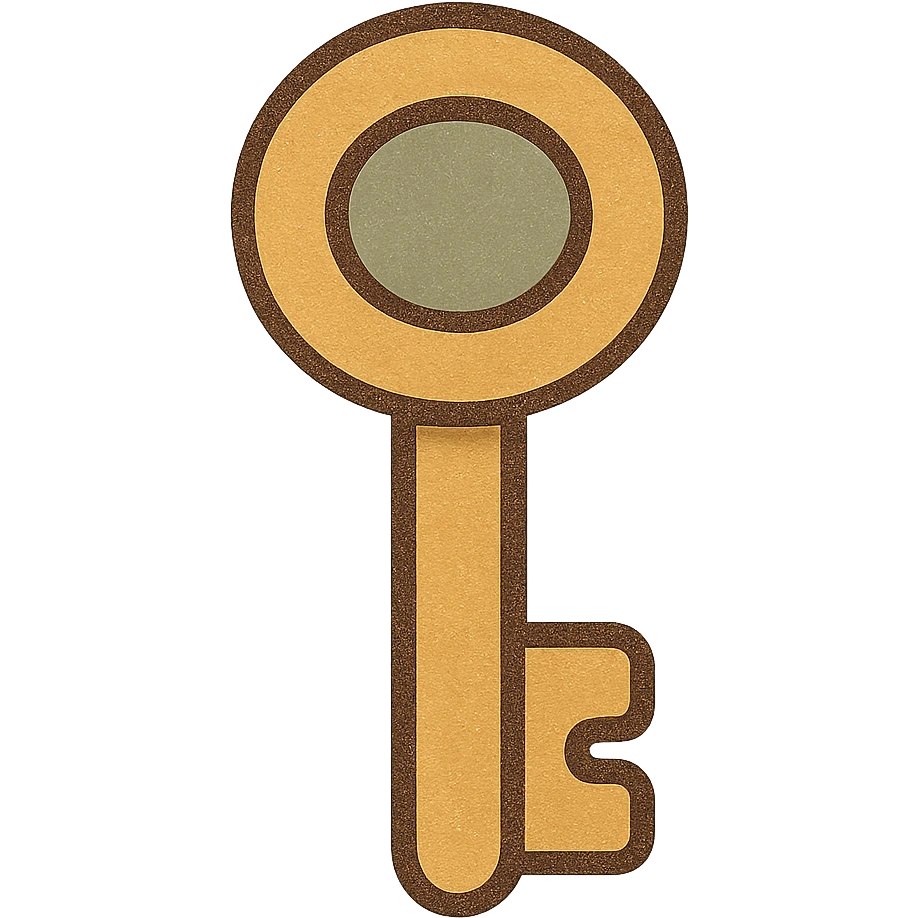 logo in the shape of a gold key, flat design logo style emoji