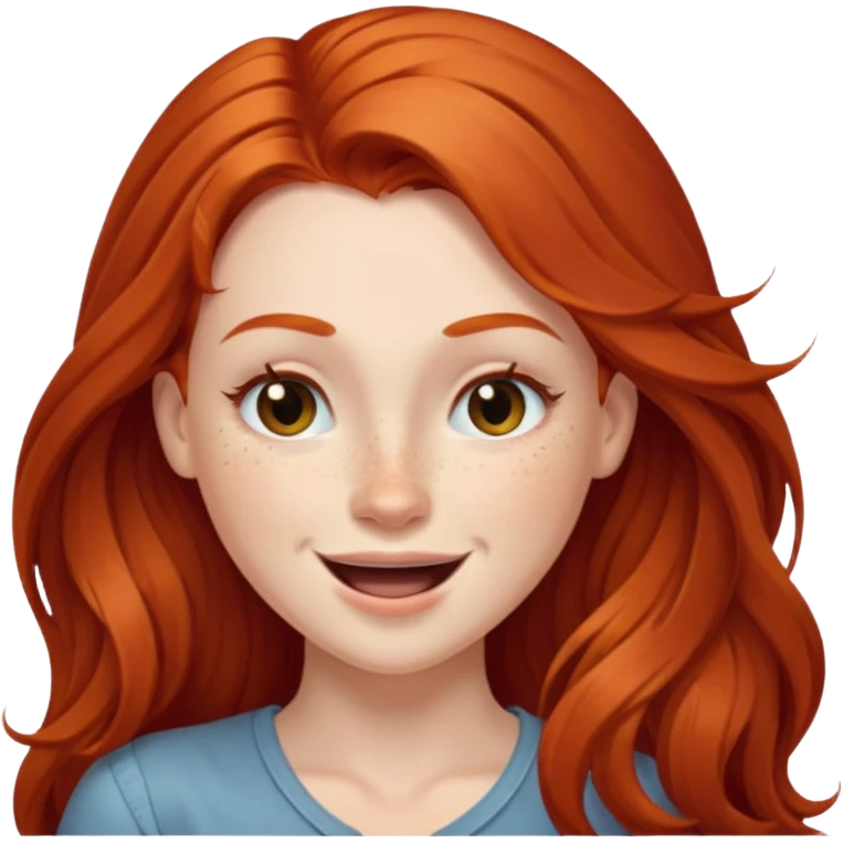 Excited long haired redhead winking emoji