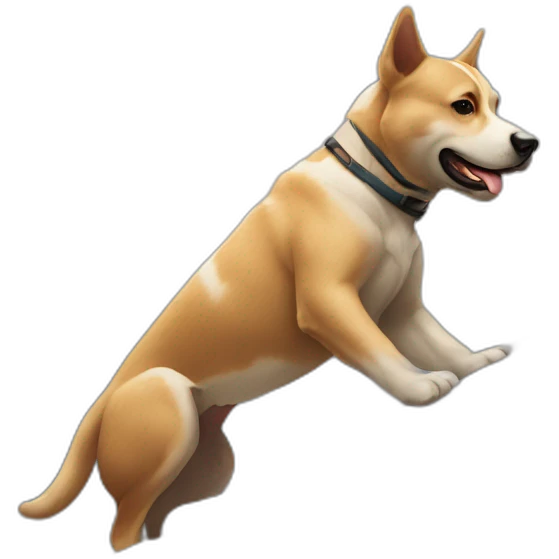 Perro haciendo la vertival emoji
