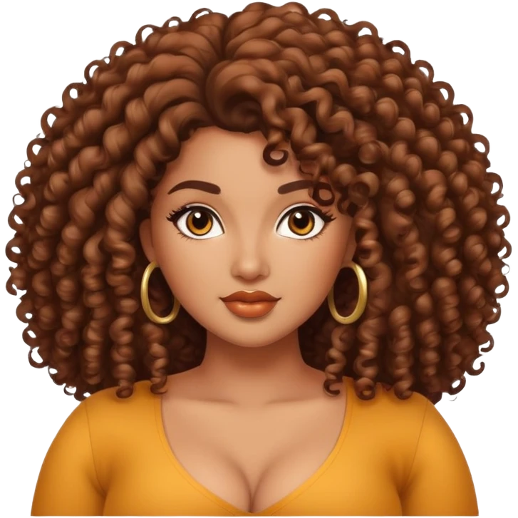 beautiful, curvy, exotic woman with big hair and confident pose emoji