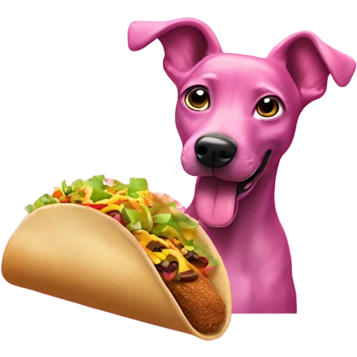 Pink dog eating taco Bell ￼ emoji