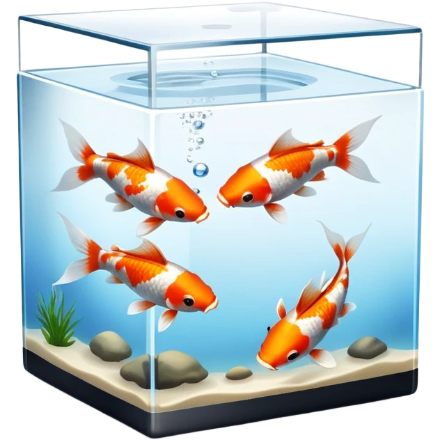 Cube fish tank, 2 koi fish emoji
