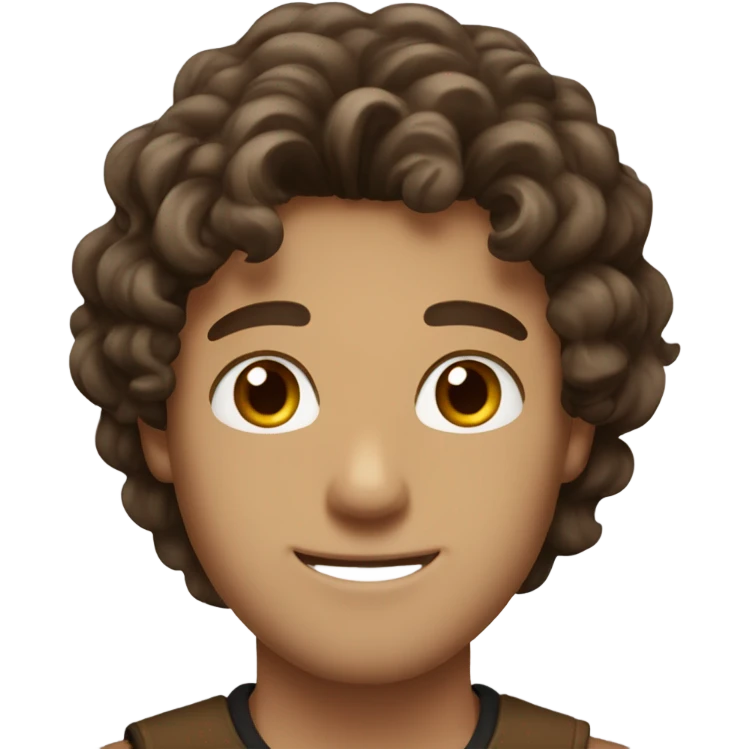 Create me a handsome guy with wavy hair brown har brown eyes emoji