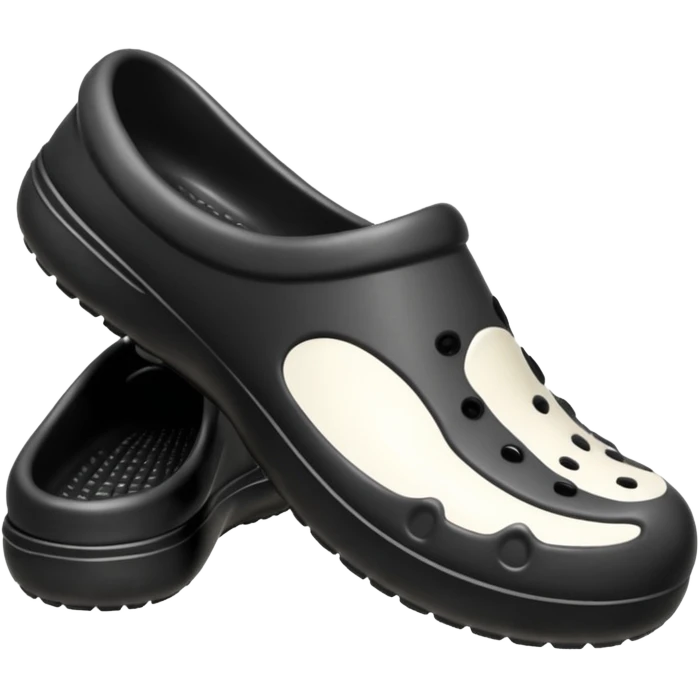 Realistic black pair of crocs shoes isolated.  emoji