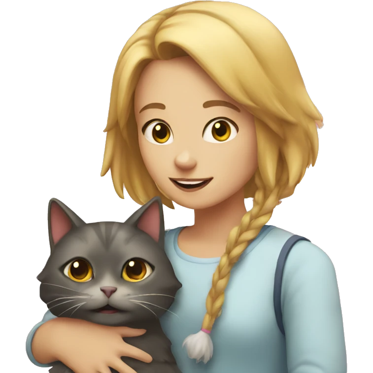 Cat and girl  emoji