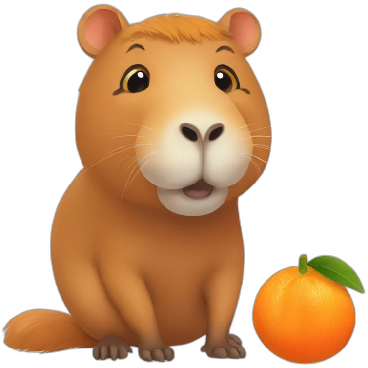 capybara with tangerine emoji
