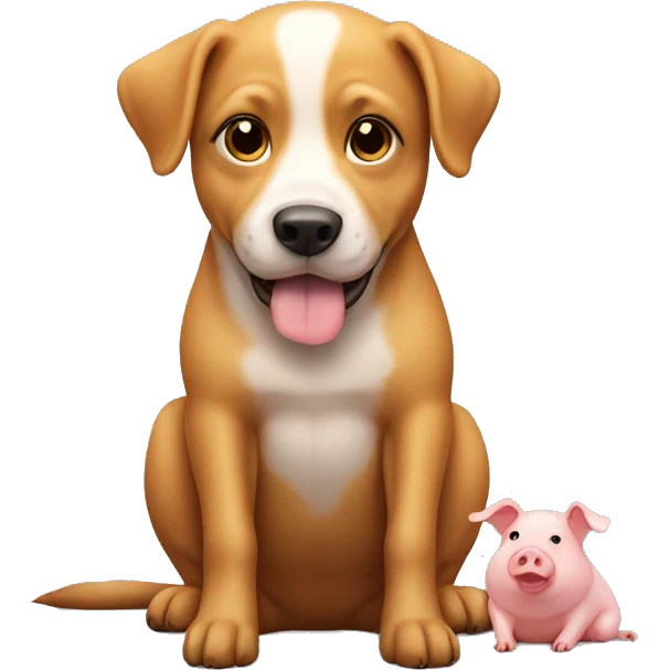 Dog sitting on pig emoji