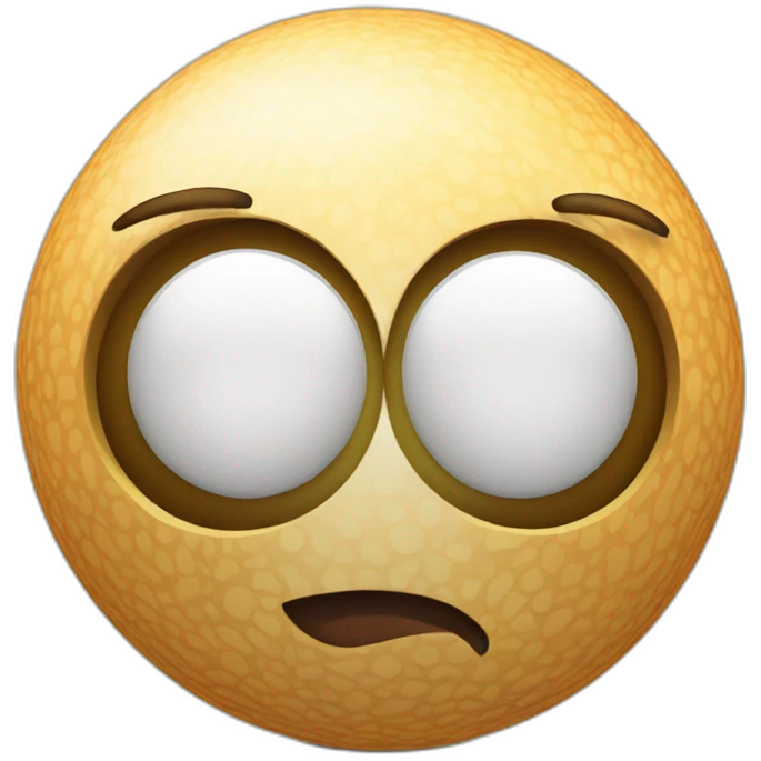 3d sphere with a cartoon gamy skin texture with big calm eyes emoji