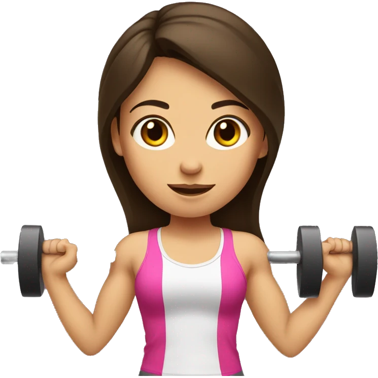brunette girl lifting weights emoji