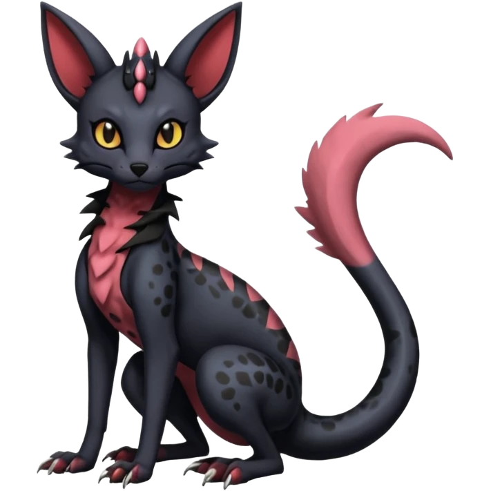 Gothic edgy dark Salandit-Umbreon-Genet-Noivern-Noibat-Serval-Hybrid (Full body) emoji
