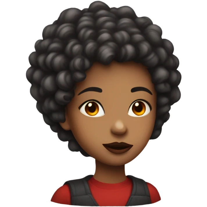 Girl with weird hair and big lips and red circle on her face emoji