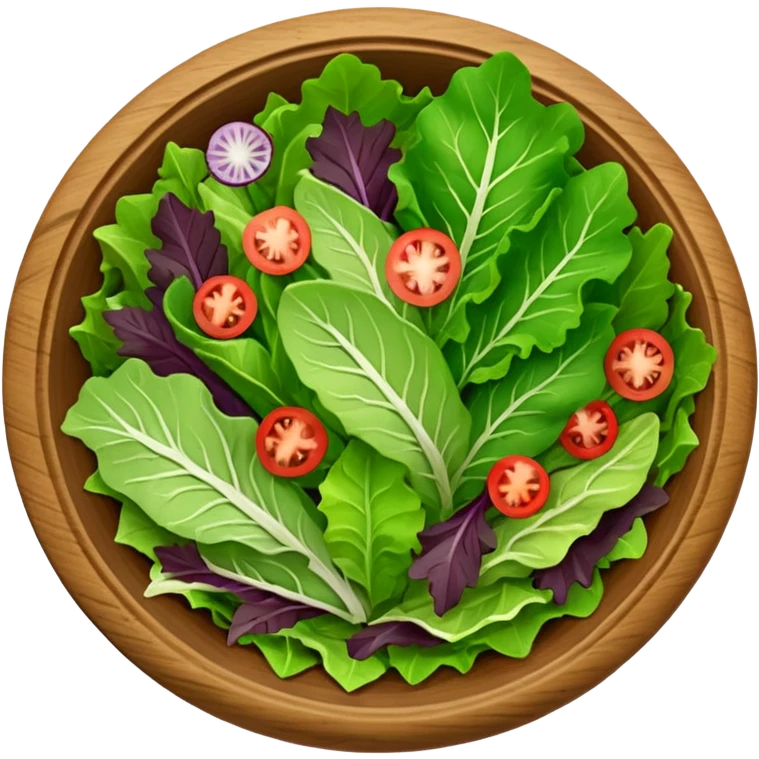 bowl de madera en su interior ensalada verde saludable con vista desde arriba emoji