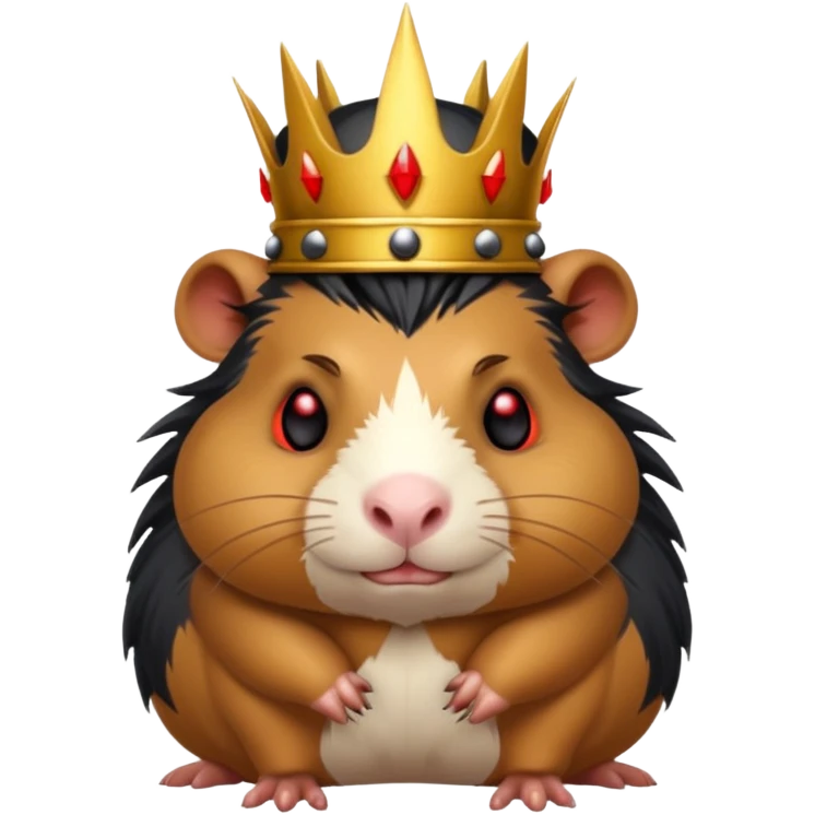 guinea pig evil king with black crown with spikes and red glowing eyes emoji