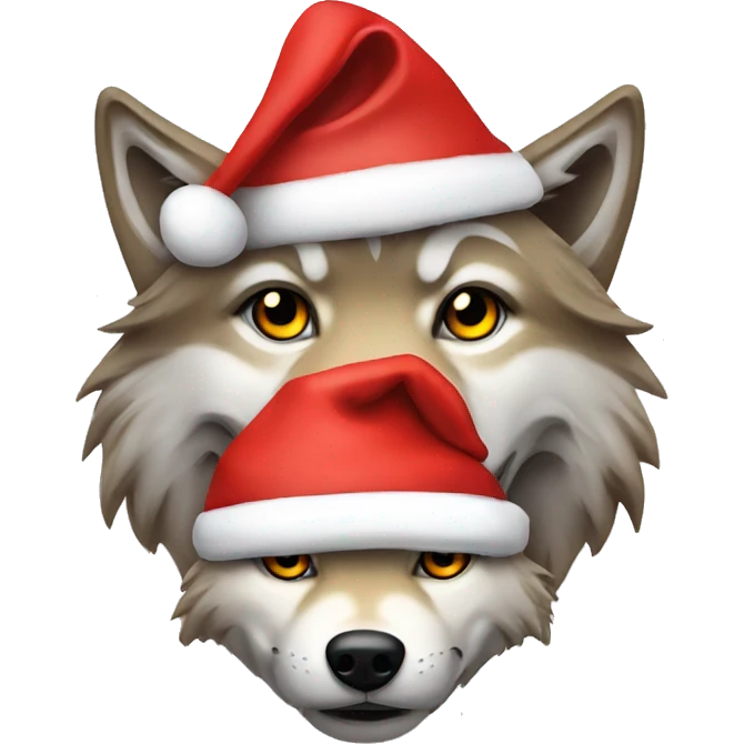 Wolves in Santa hats emoji
