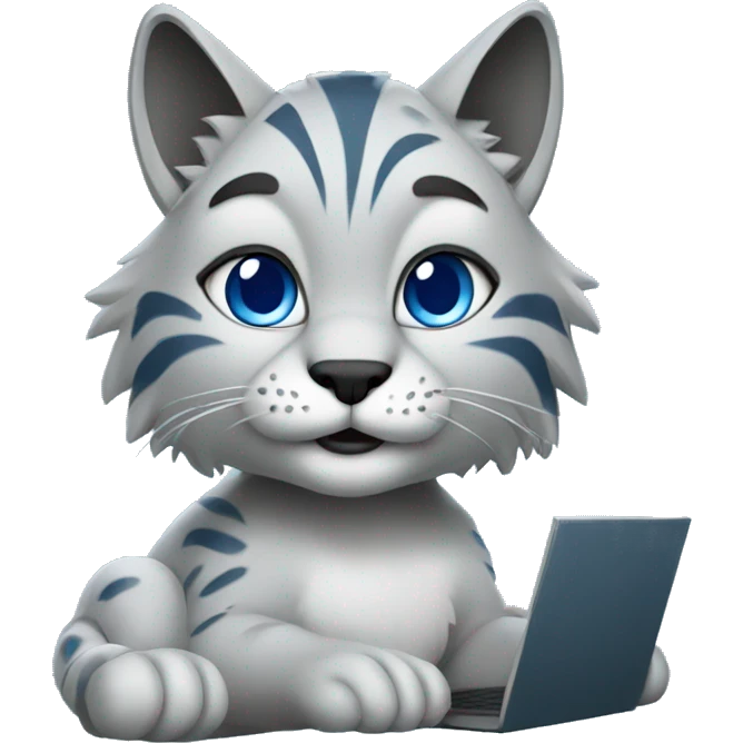 A blue lynx with a laptop emoji