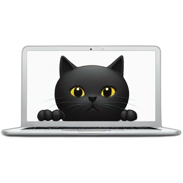 black-cat-coding-behind-a-laptop emoji