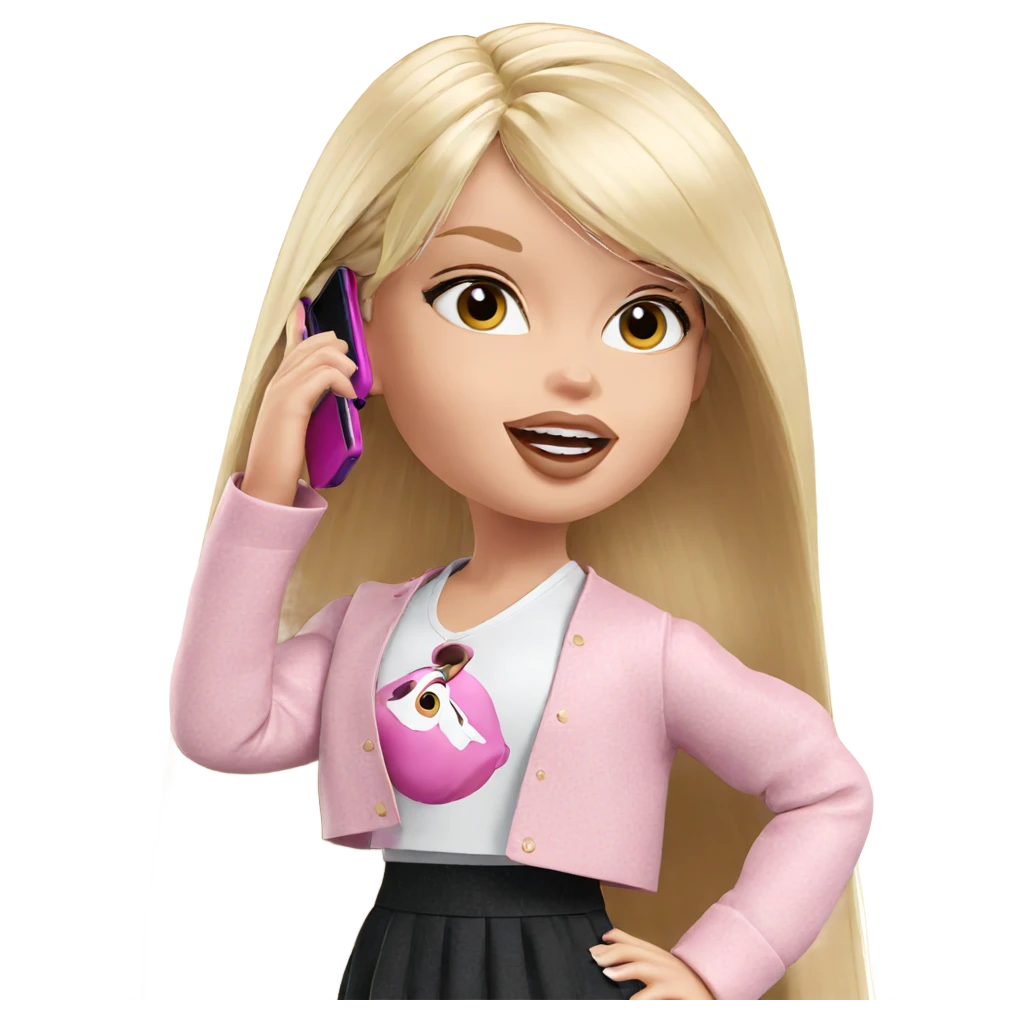 blonde girl with phone emoji