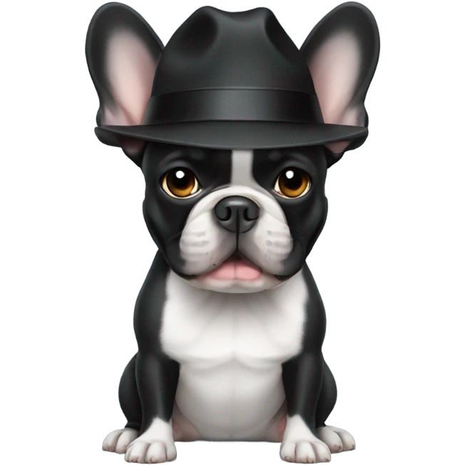 french bulldog black wearing a hat emoji