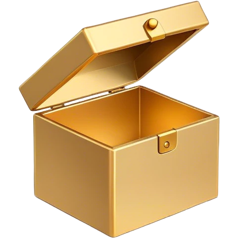 A simple, minimalist open magic box with a subtle shadow underneath, symbolizing an empty space ready to be filled. The design is flat, modern, and uncluttered, perfect for an empty state UI. emoji