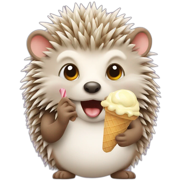 Hedgehog eating ice cream emoji