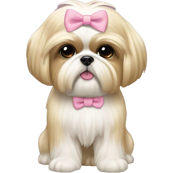 golden cream shih tzu white girl cute medium hair pink bow emoji