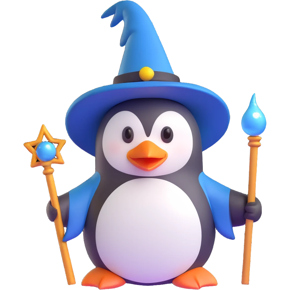 A cute penguin wizard emoji