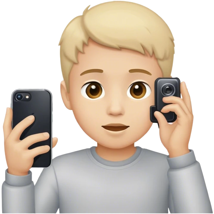 boy taking picture with his phone emoji