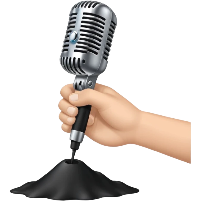 a hand releasing a microphone to drop to the ground emoji