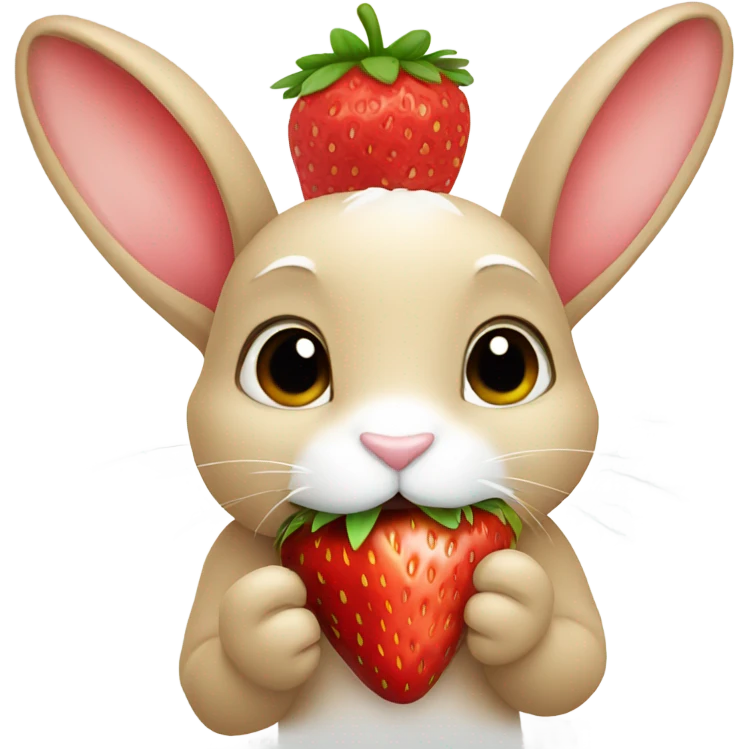 A bunny eating a strawberry  emoji