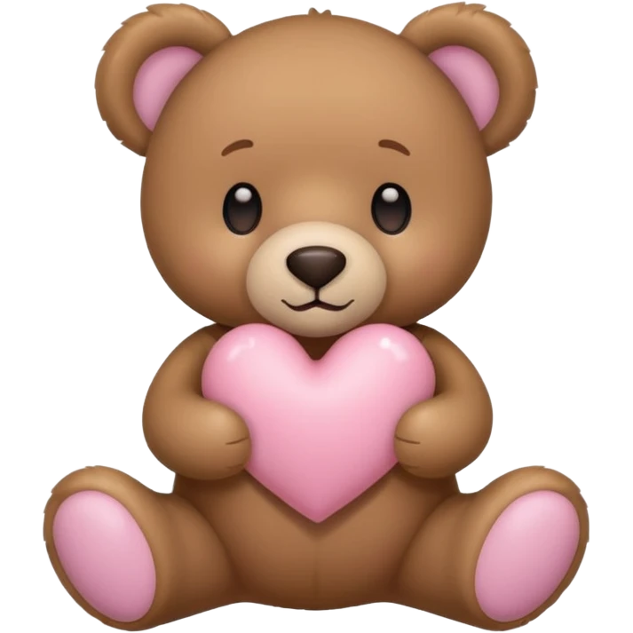 stuffed teddy holding light pink heart emoji