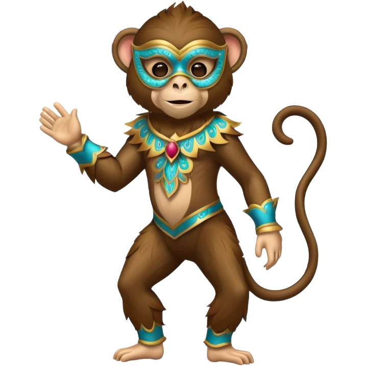 full body of monkey wearing masquerade emoji