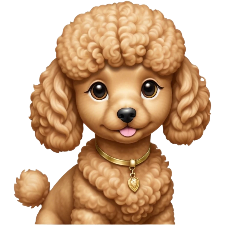 Cinematic Noble Apricot Poodle Portrait Emoji, Poised and regal, with a refined, elegant build and a meticulously groomed, curly apricot Fur, deep-set soulful warm eyes, Simplified yet sharp and sophisticated features, highly detailed, glowing with a soft, dignified glow, high shine, intelligent and graceful, stylized with an air of sophistication, focused and attentive, soft glowing outline, capturing the essence of a watchful and confident companion, so majestic it feels as though it could prance out of the screen with effortless authority! emoji