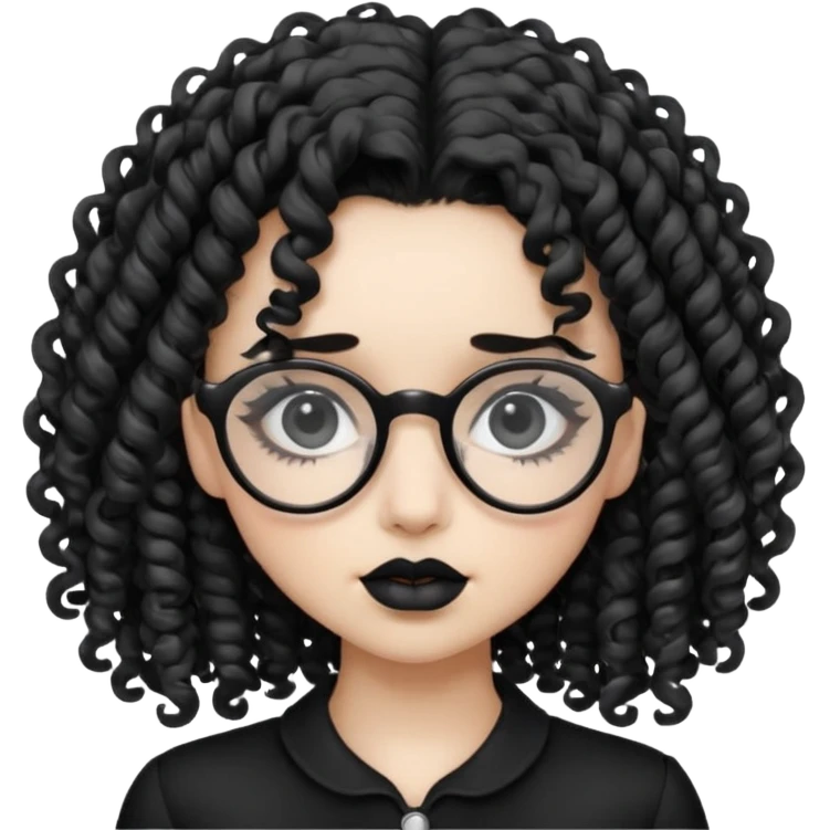 curly gothic girl with glasses emoji